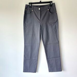 St. John Yellow Label Grey Straight Leg Dress Pant Luxury Business Professional
